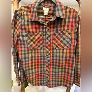 M’s Multicolor Plaid LL Bean lightweight flannel button-front, size M